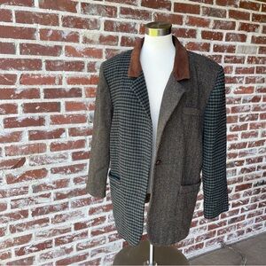 Vintage 90s Mixed Plaid Tweed Blazer